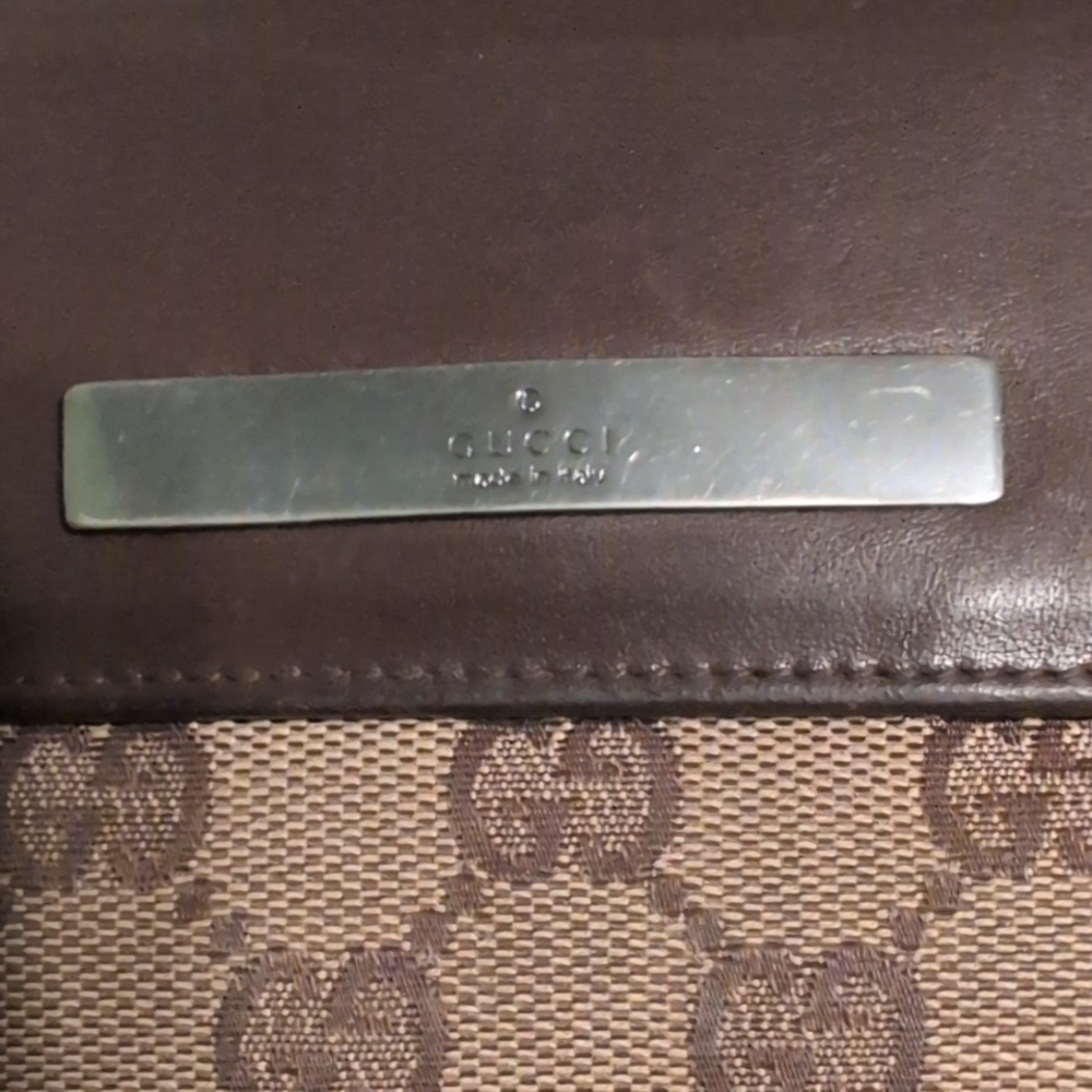Gucci Signature Brown and Cream Clutch Vintage Italy Wallet - Picture 2 of 16